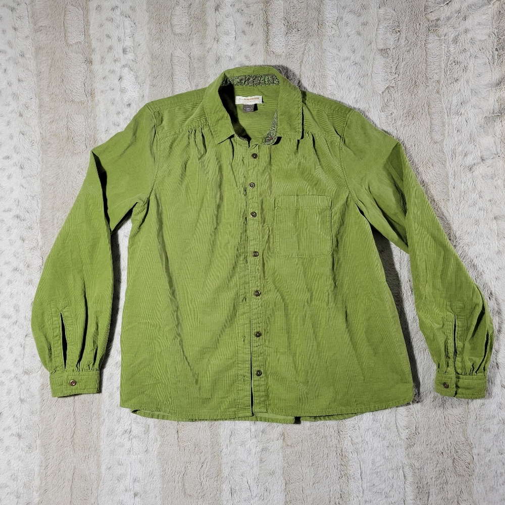 Pilcro and the Letterpress Green Corduroy Blouse Button Up XSmall